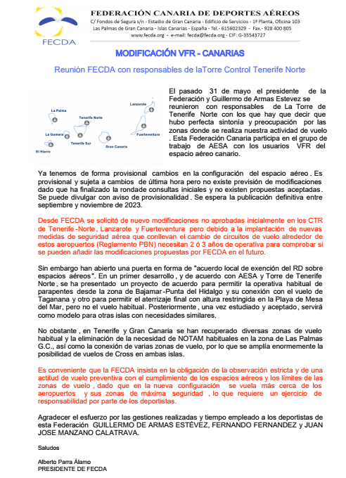 2023-MODIFICACIÓN VFR - CANARIAS
