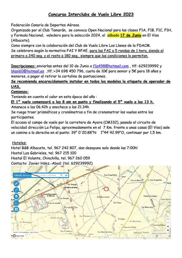 2023- Open Nacional para las clases F1A, F1B, F1C, F1H y Formula Nacional,  valedero para la selección 2024.