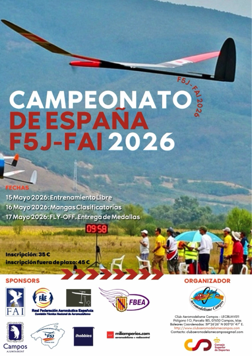 2026- CAMPEONATO DE ESPAÑA F5J-FAI-PARTICIPACIÓN FECDA.
